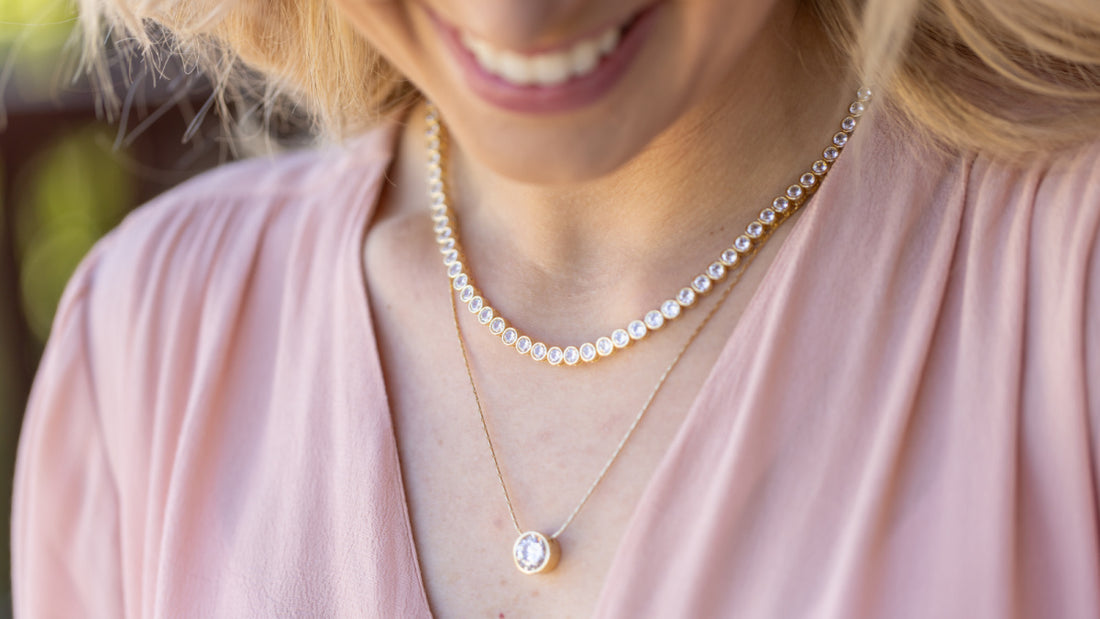 simulated diamond tennis necklace