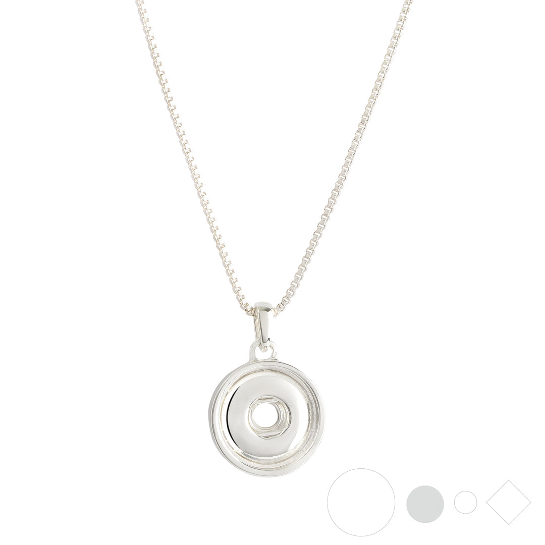 Silver bolo necklace pendant for interchangeable snap jewelry