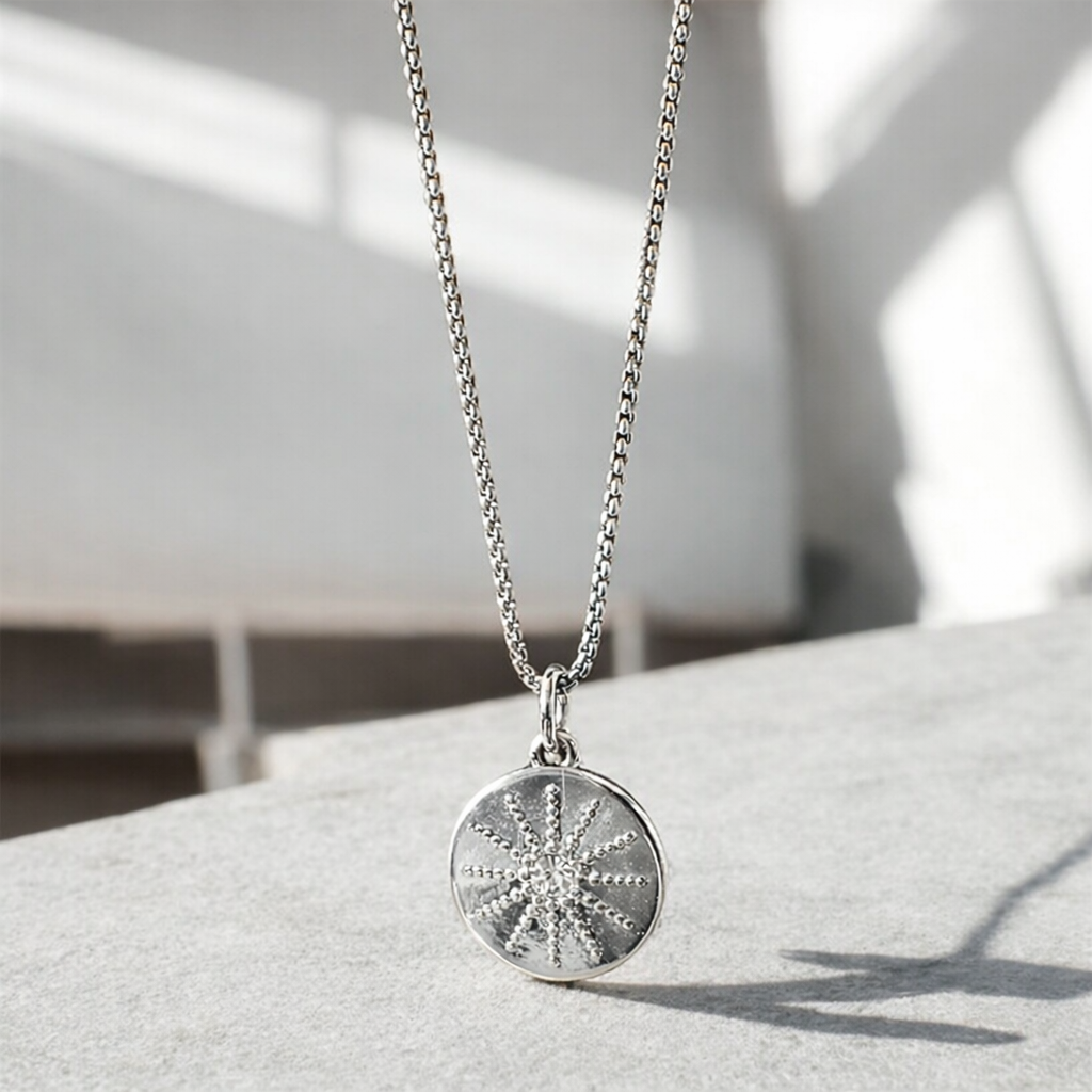 Glitter Disc Charm - Silver