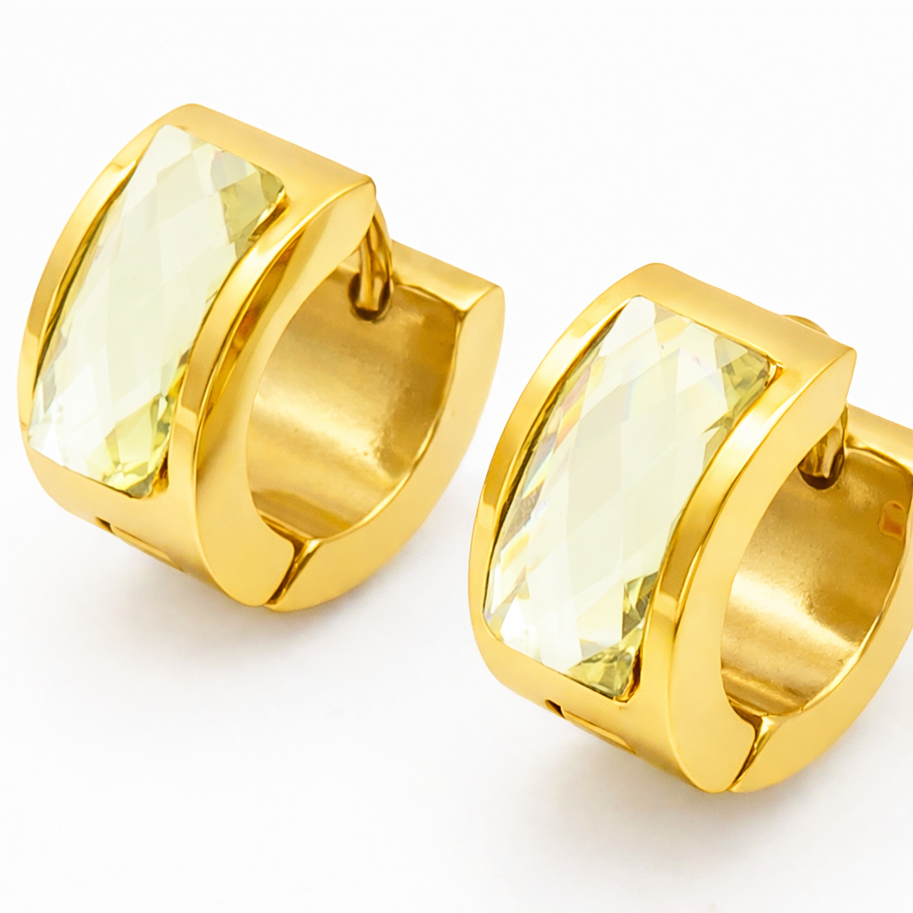Crystal Huggie Hoops