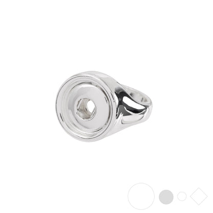Silver ring for interchangeable stones in snap jewelry