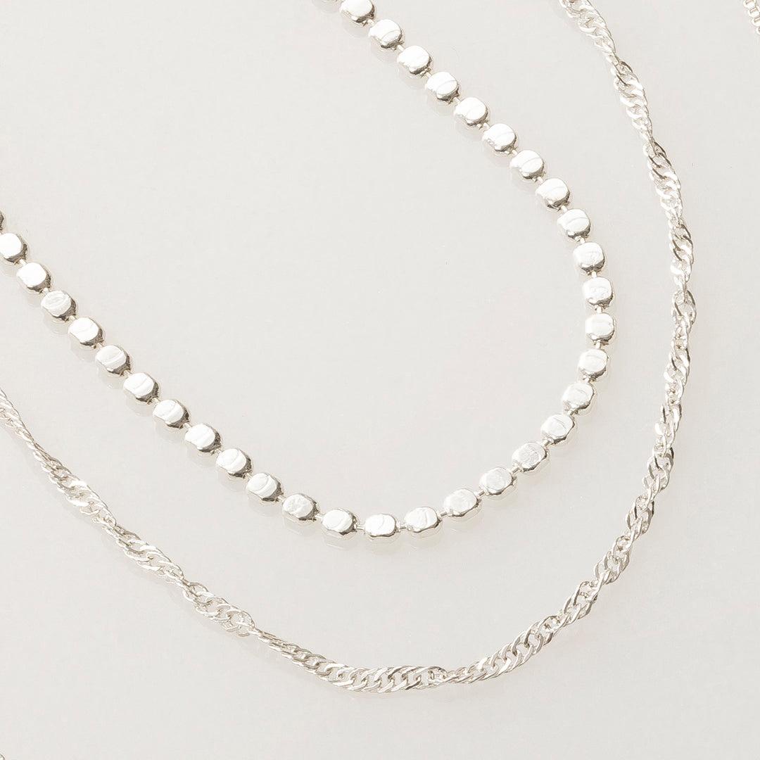 Silver layering necklaces by Style Dots jewelry
