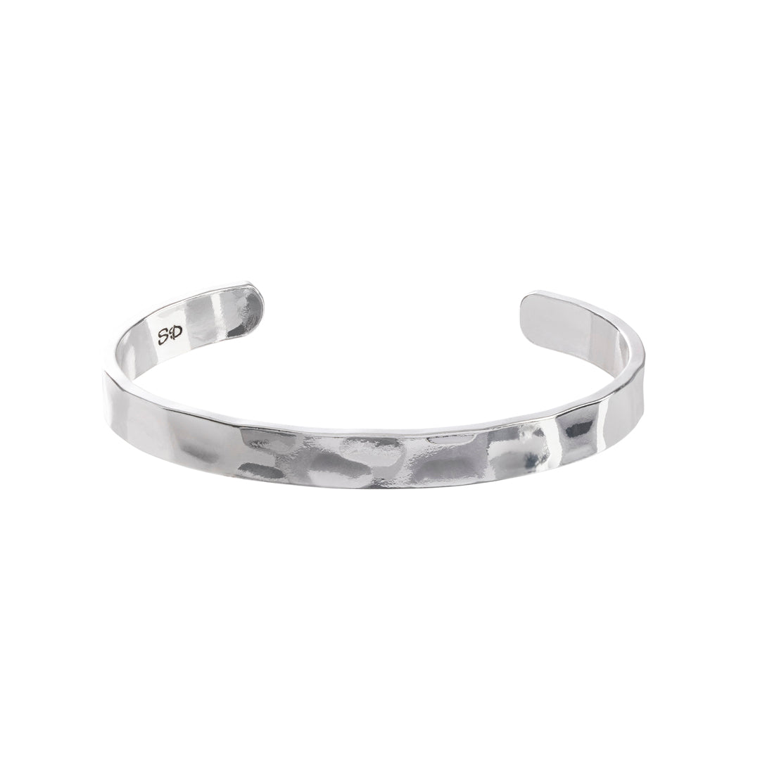 Trendy and affordable hammered silver cuff bracelet