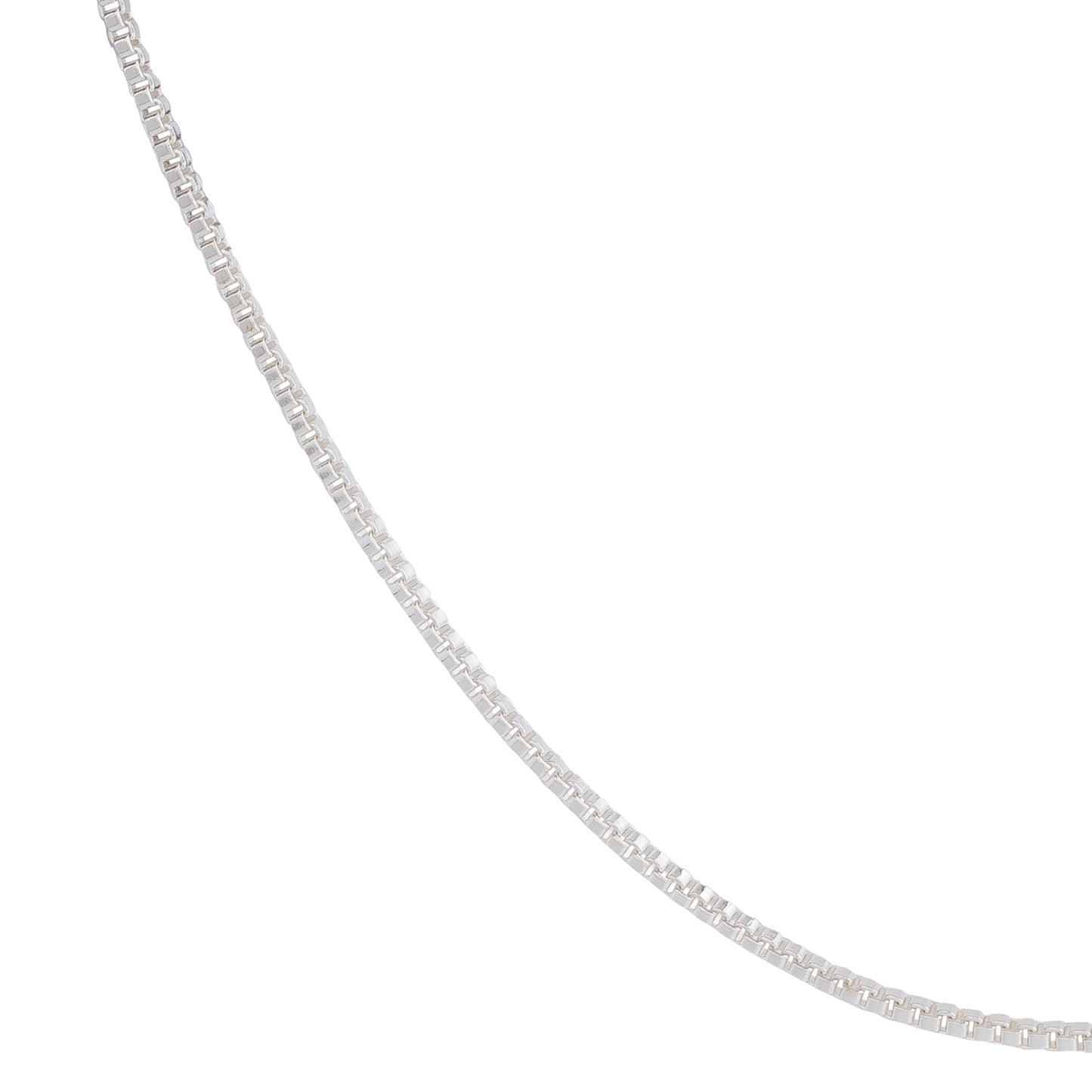 Detail of silver box chain necklace