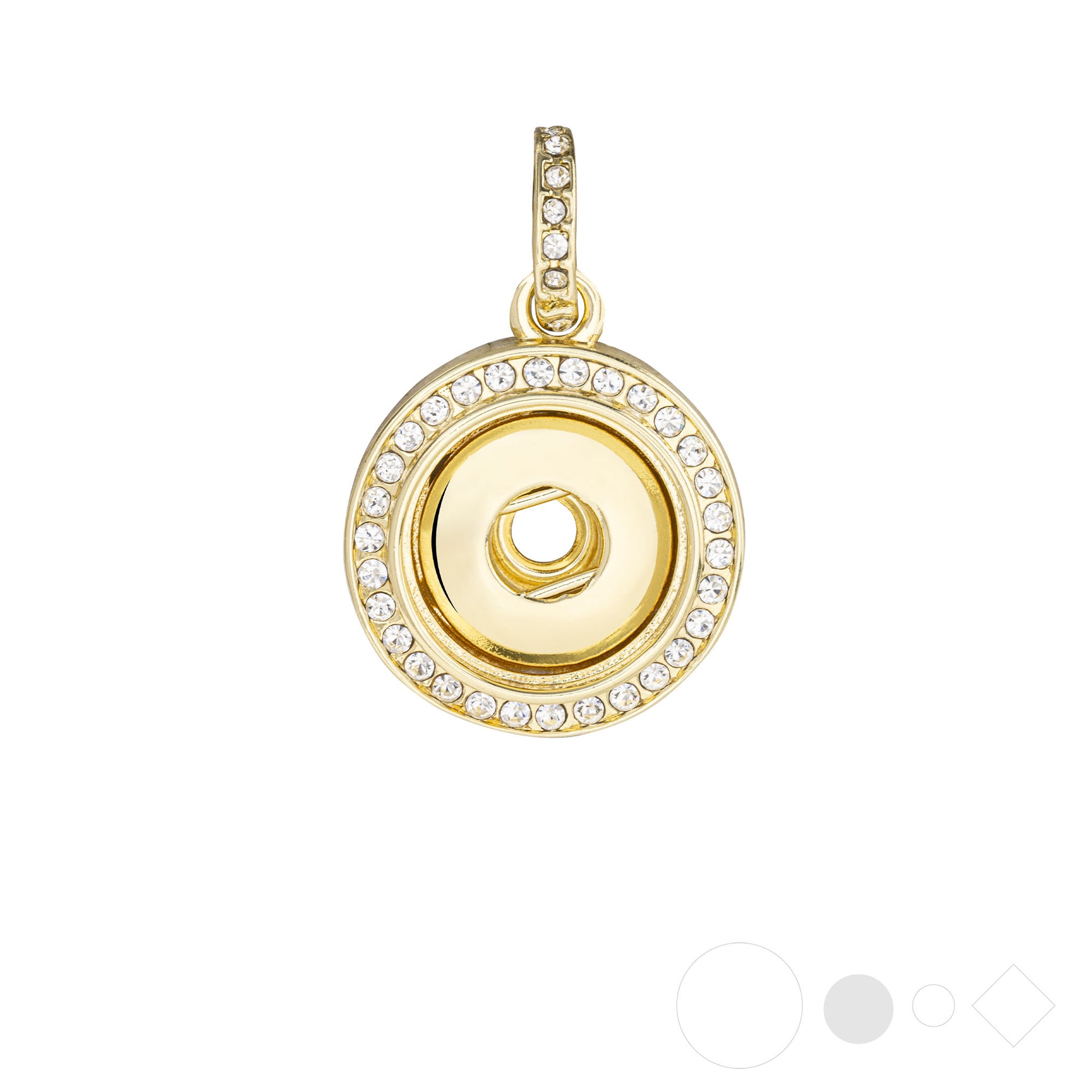 Gold pendant necklace for interchangeable snap jewelry