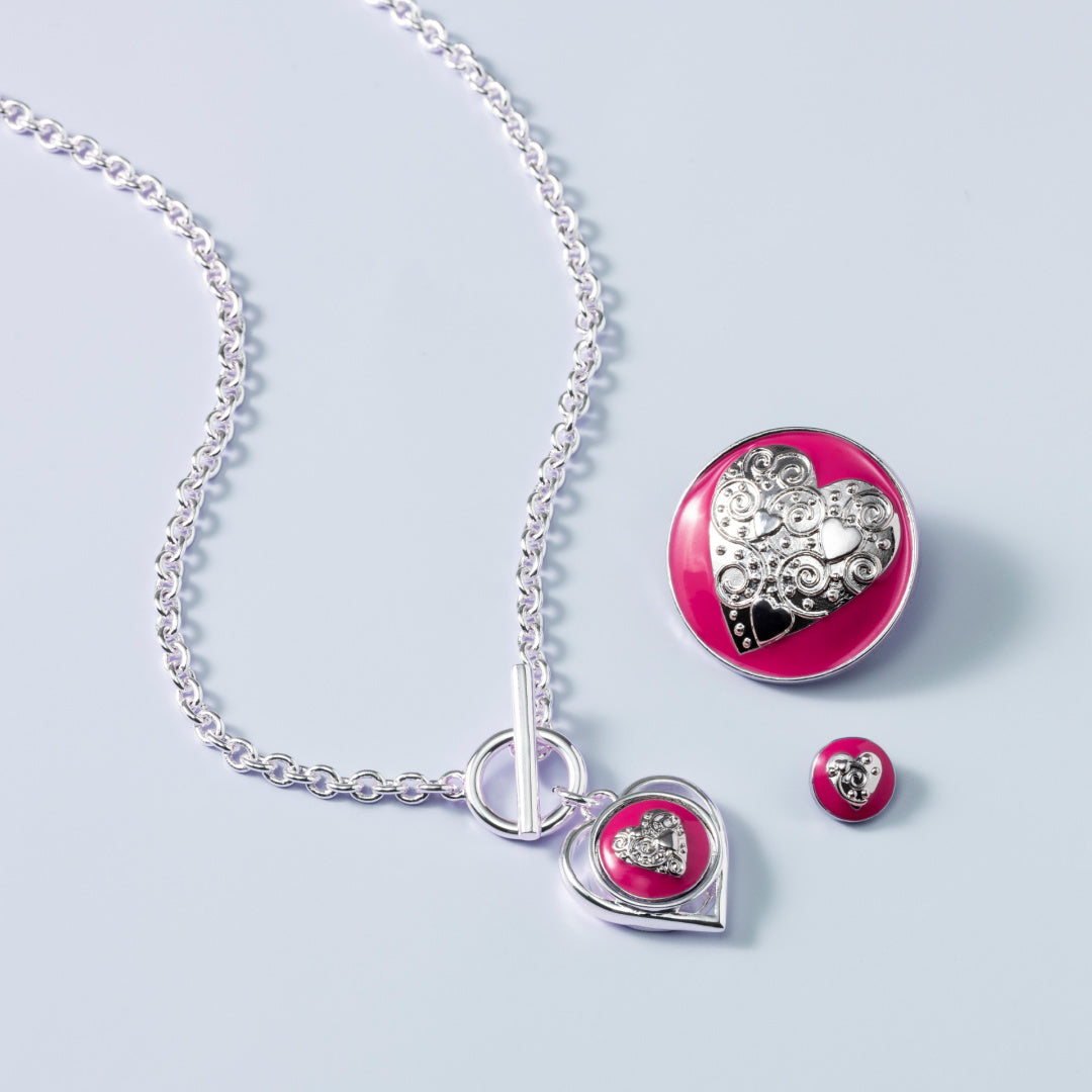 Fuchsia Scroll Heart Statement