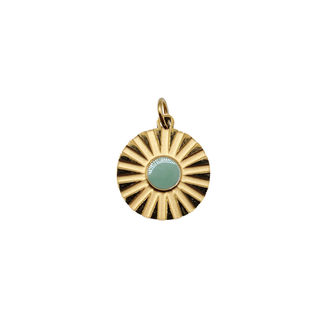 Turquoise Sunburst Charm (WR; gold)
