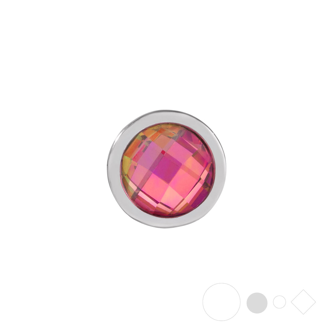 Pink multicolor crystal necklace charm for snap jewelry
