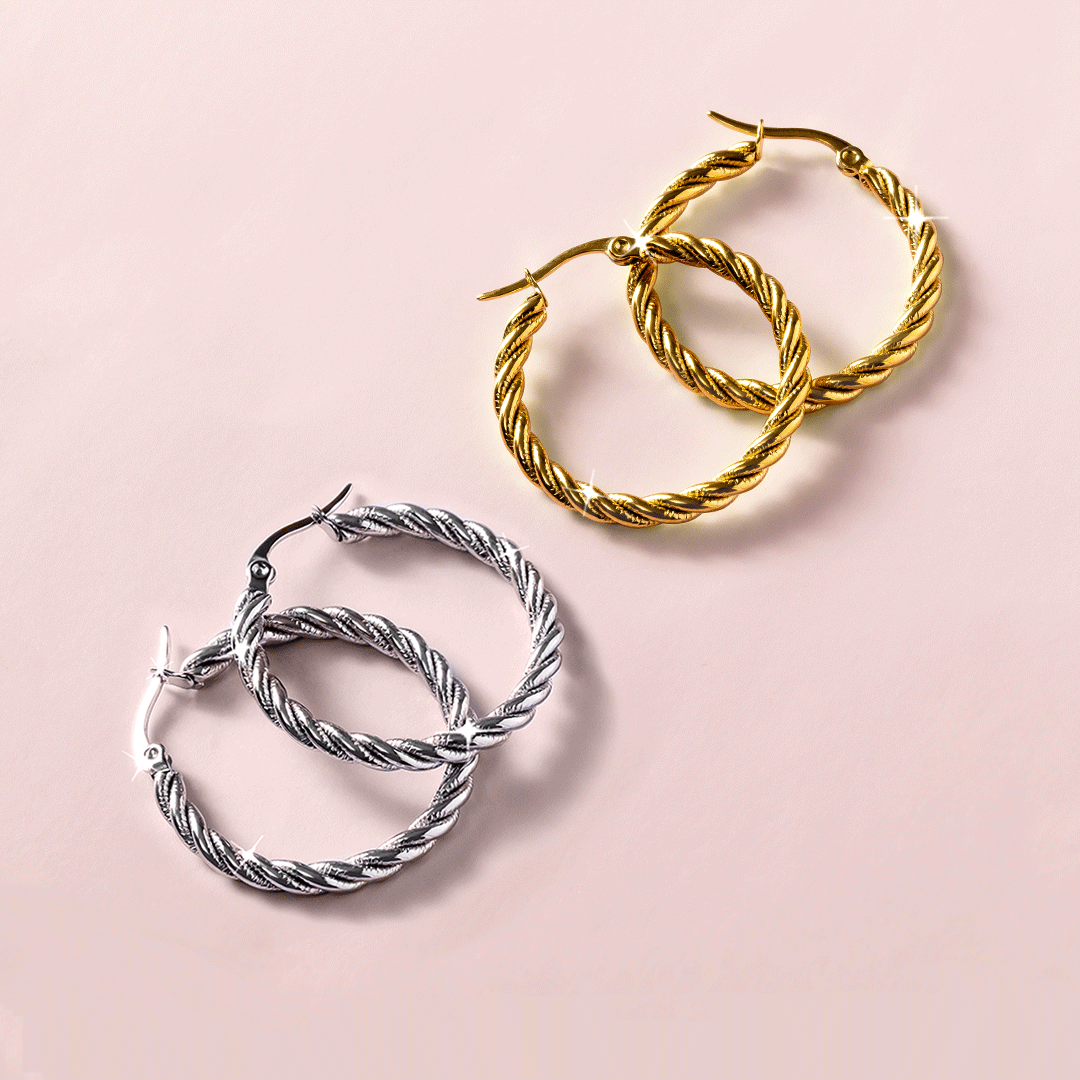 Silver Twisted Rope Hoops
