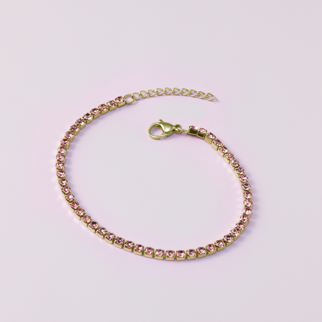 Insider First Rose Crystal Tennis Bracelet (Gold; WR)