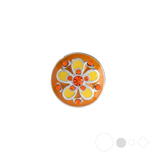 Orange & Yellow flower necklace pendant charm for snap jewelry