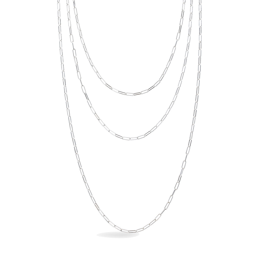 Silver paperclip chain necklaces for layering jewelry