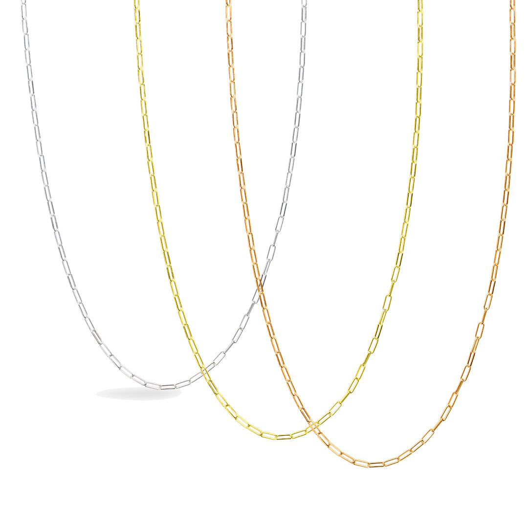 Gold & silver paperclip chain necklaces for layering jewelry