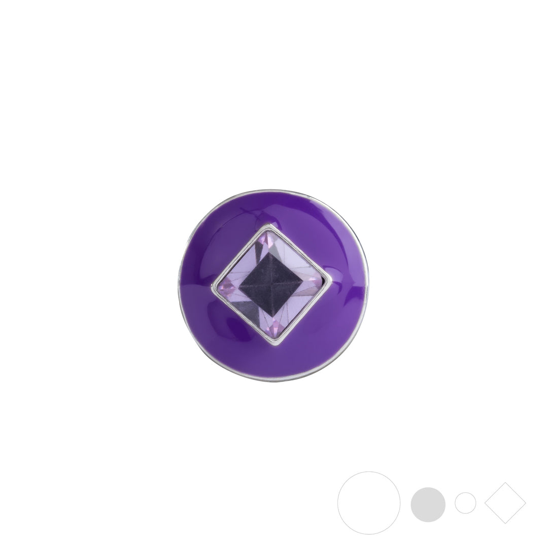 Purple square crystal necklace pendant for snap jewelry