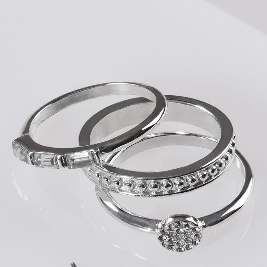 Stack rings in silver and crystals from Style Dots