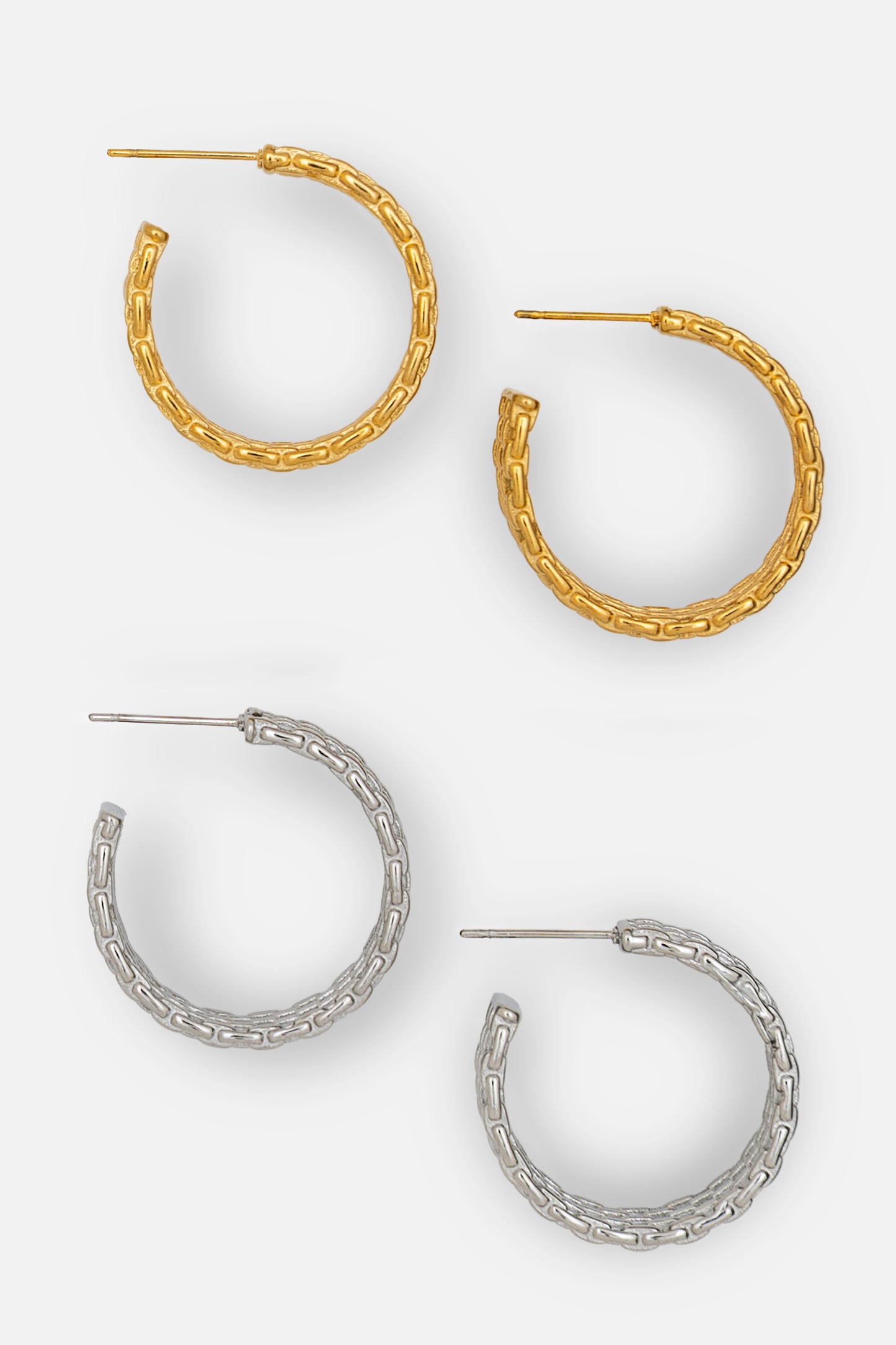 Chain Hoop Earrings - Gold