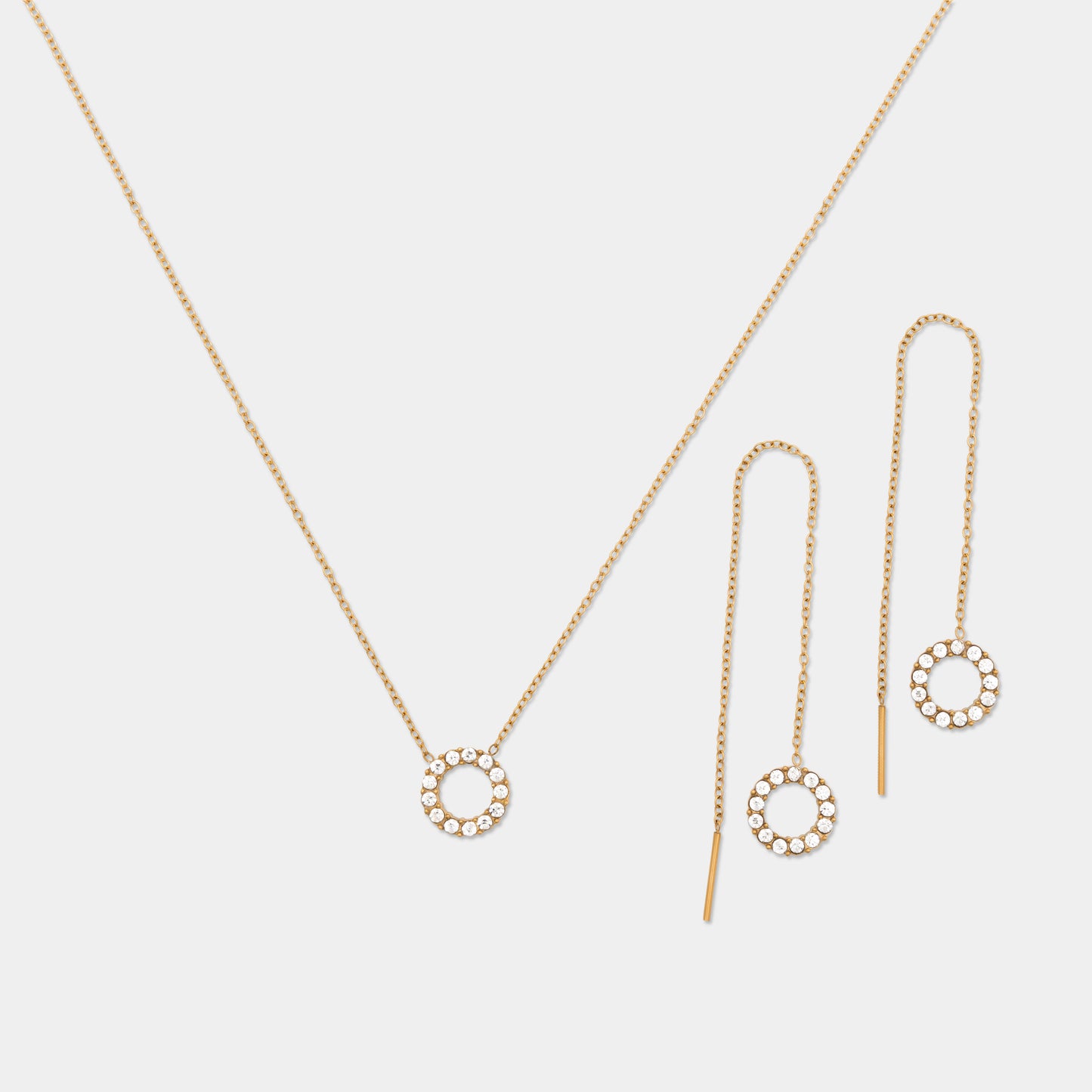 Glitter Orbit Necklace & Glitter Orbit Earrings - Gold - C 04/26
