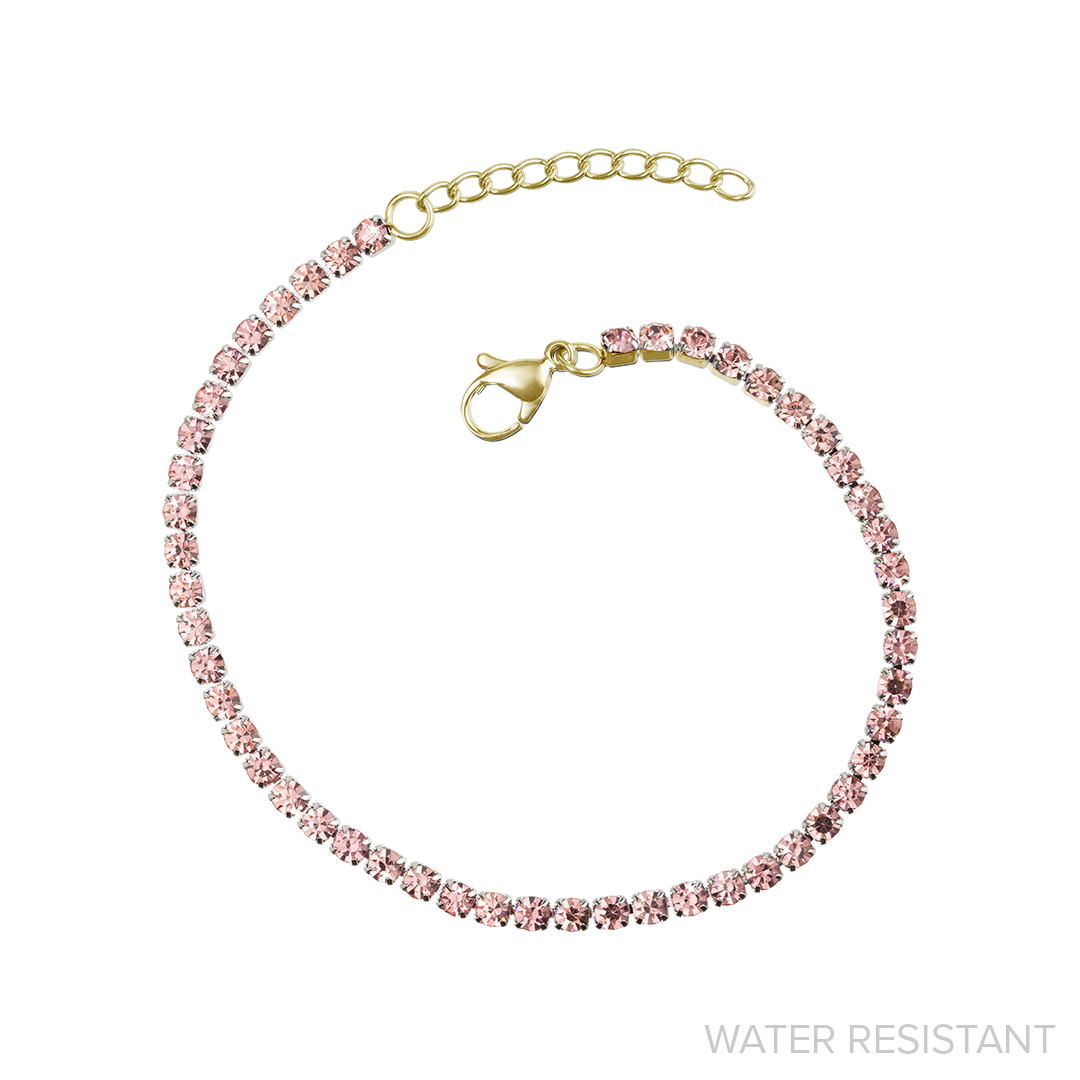 Insider First Rose Crystal Tennis Bracelet (Gold; WR)