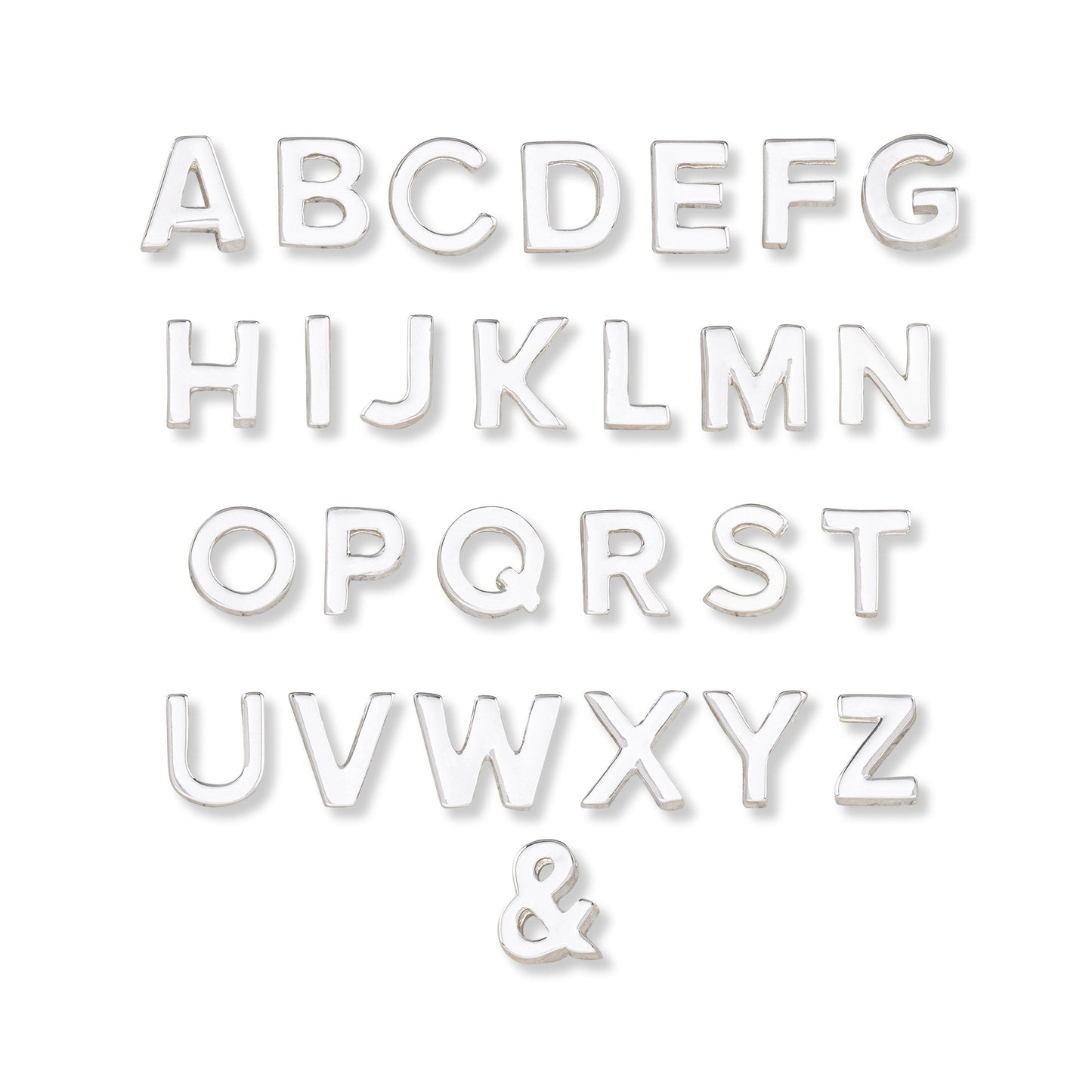 Silver monogram jewelry for simple alphabet charms