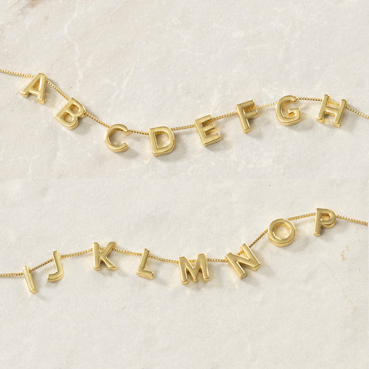Simple gold monogram charms for alphabet necklaces and bracelets
