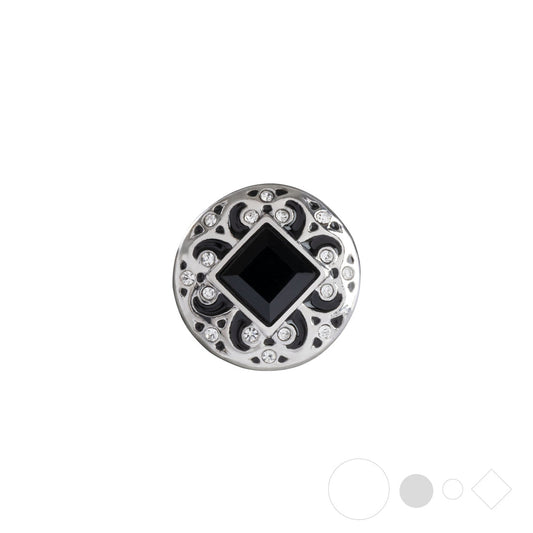 Black ornate snap bracelet charm for interchangeable jewelry
