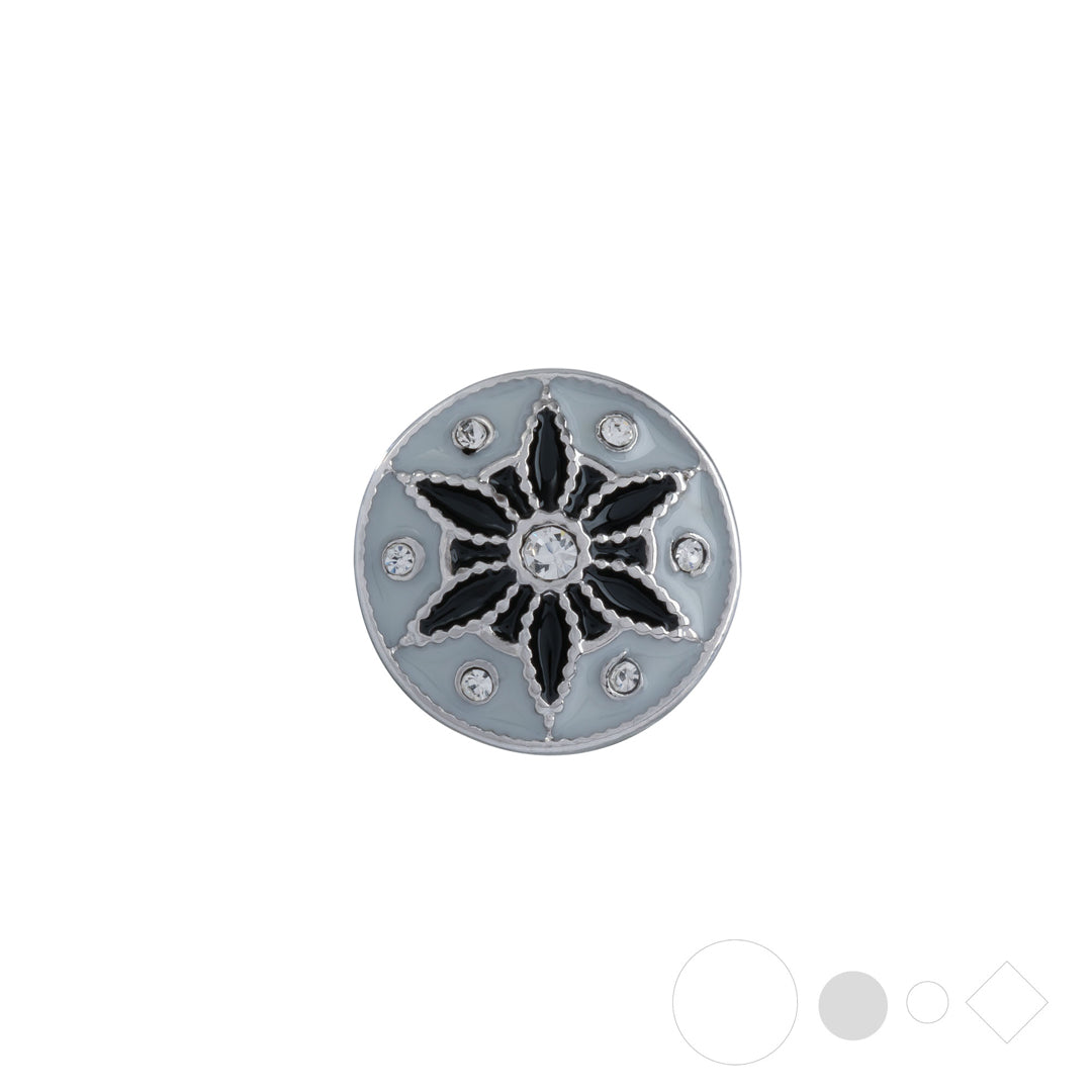 Black & gray snap bracelet charm for interchangeable jewelry