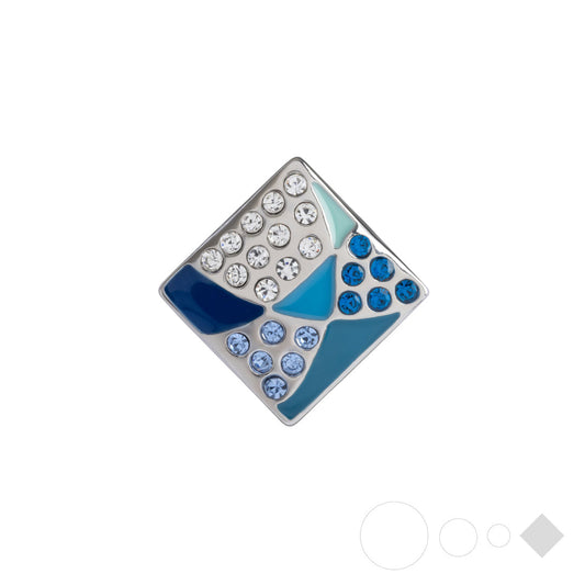 Blue abstract square snap jewelry for interchangeable snap bracelets