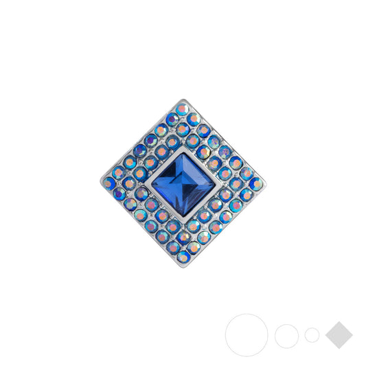 Blue square snap bracelet charm for interchangeable jewelry