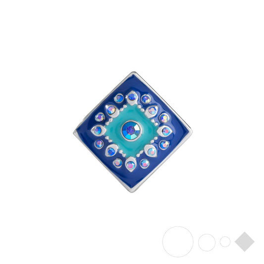 Blue & Turquoise square snap bracelet charm for interchangeable jewelry