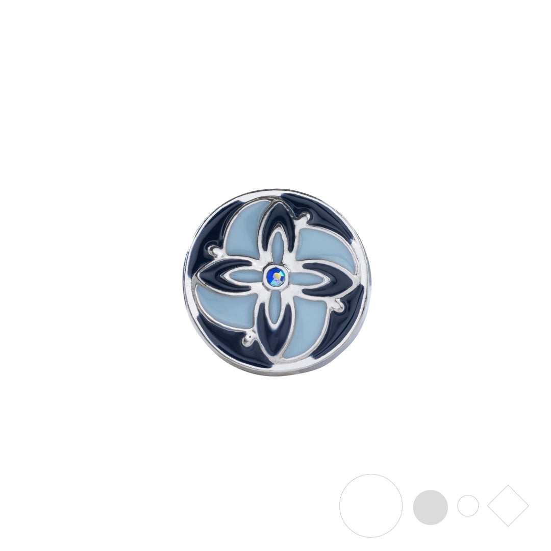 Blue pendant necklace charm for interchangeable snap jewelry