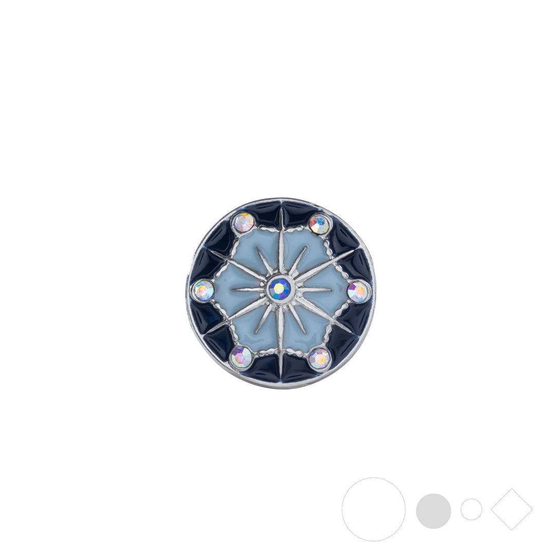 Blue floral necklace pendant charm in snap jewelry by Style Dots