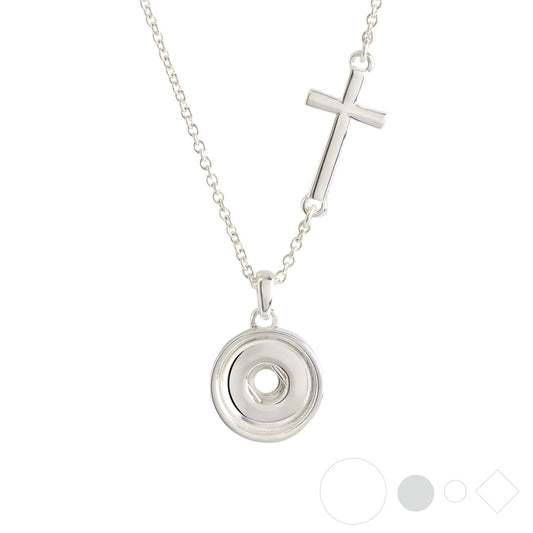 Cross pendant necklace for interchangeable snap jewelry