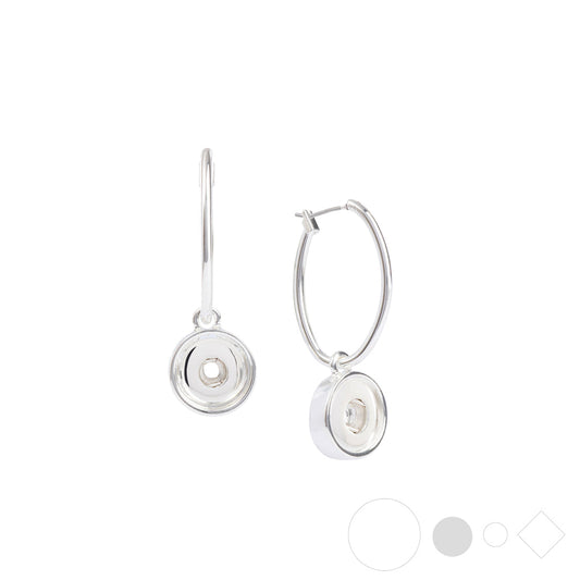 Classic silver oval hoop earrings for interchangeable snap jewelry