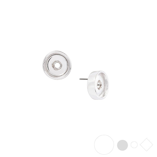 Silver post earrings for interchangeable snap jewelry