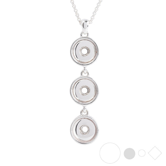 Silver waterfall necklace for interchangeable snap jewelry