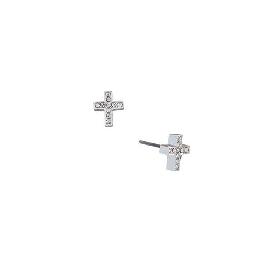 Silver cross earrings for dainty jewelry and multiple piercings
