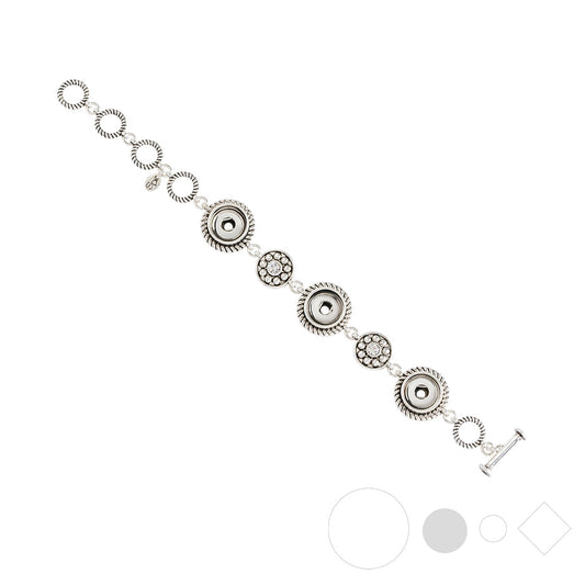 Antiqued silver bracelet for interchangeable jewelry