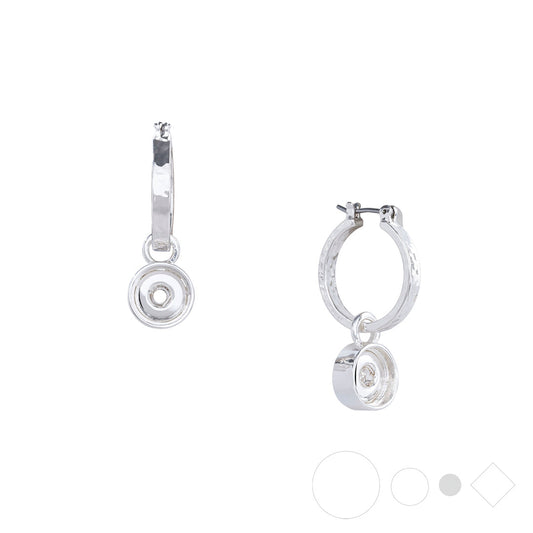 Dainty silver earrings with interchangeable snap jewelry charms