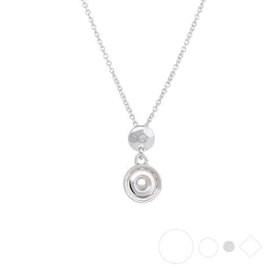 Dainty silver pendant necklace with interchangeable snap jewelry charm