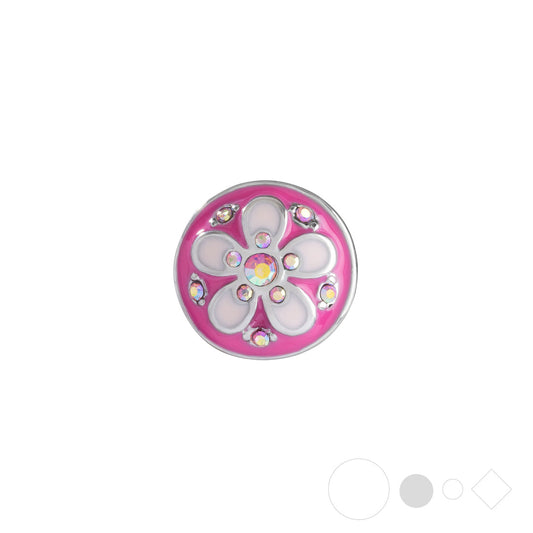 Pink flower necklace pendant for snap jewelry charms