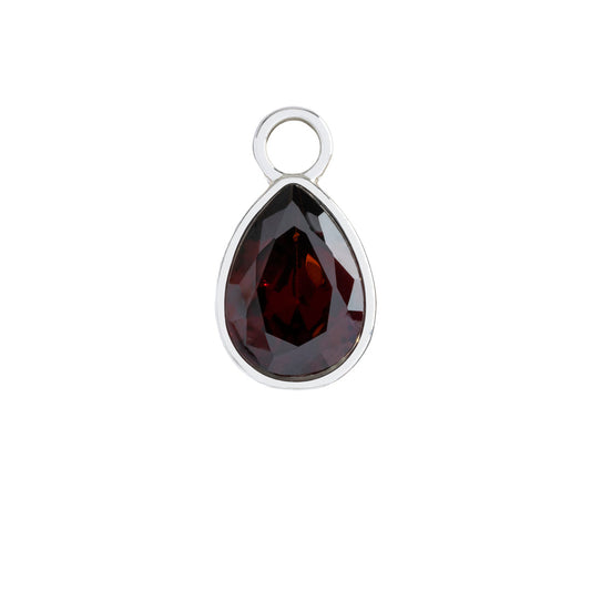 Garnet teardrop charm for hoop earrings