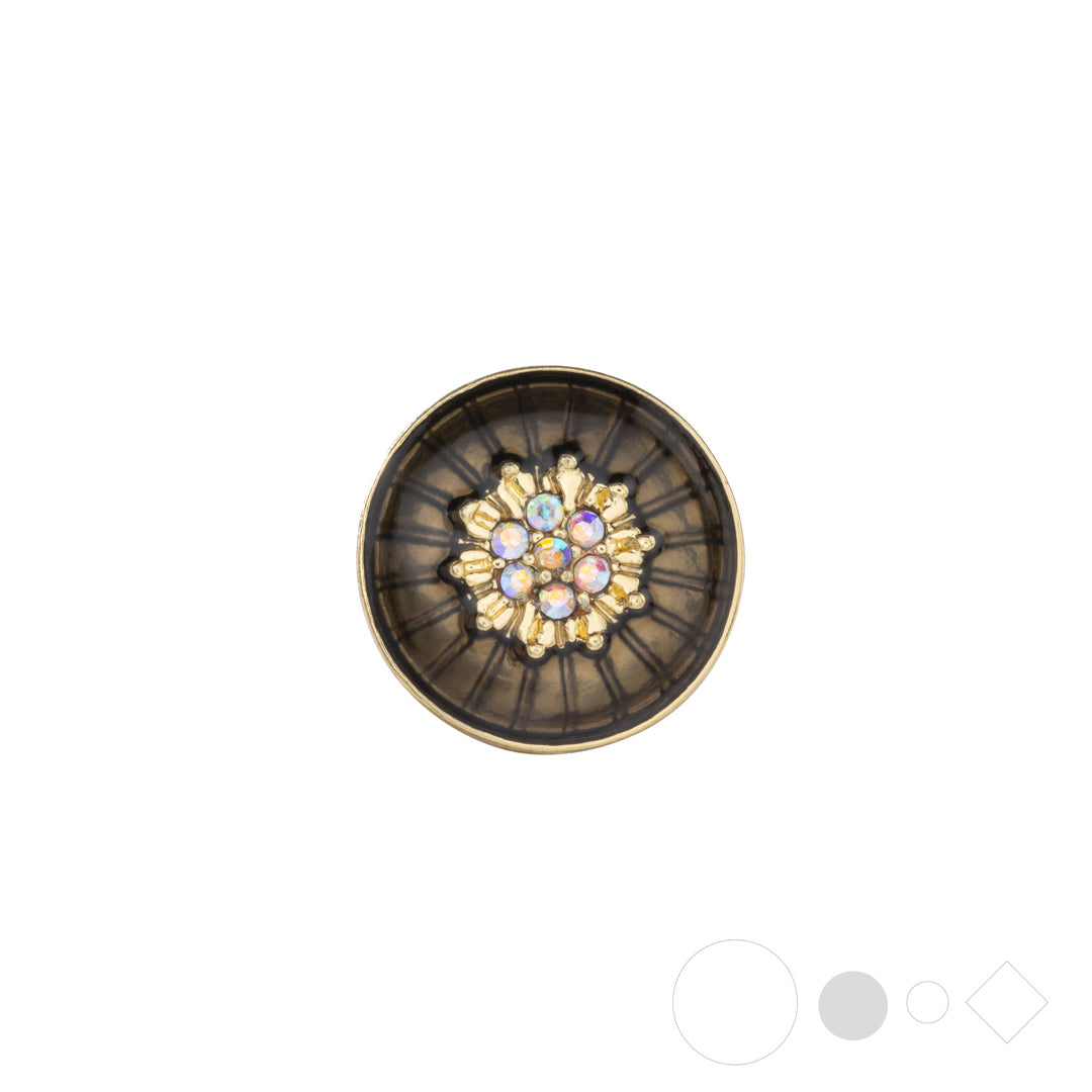 Black & gold sunburst necklace charm for interchangeable snap jewelry