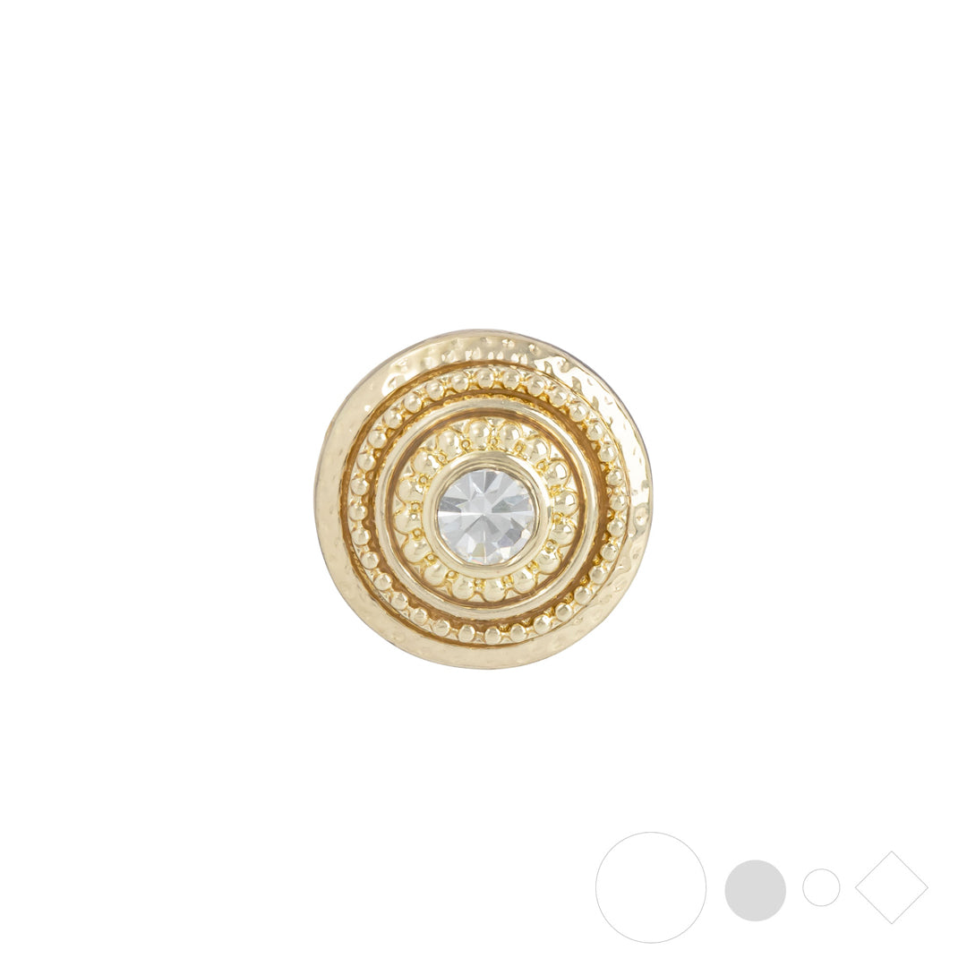 Gold medallion & crystal necklace charm for snap jewelry