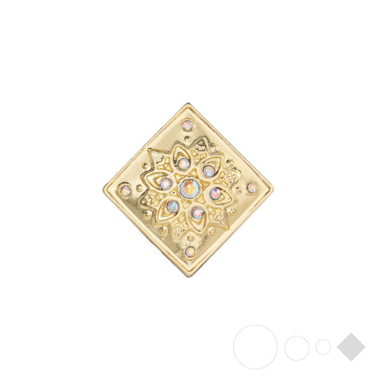 Gold floral square snap jewelry for interchangeable necklaces