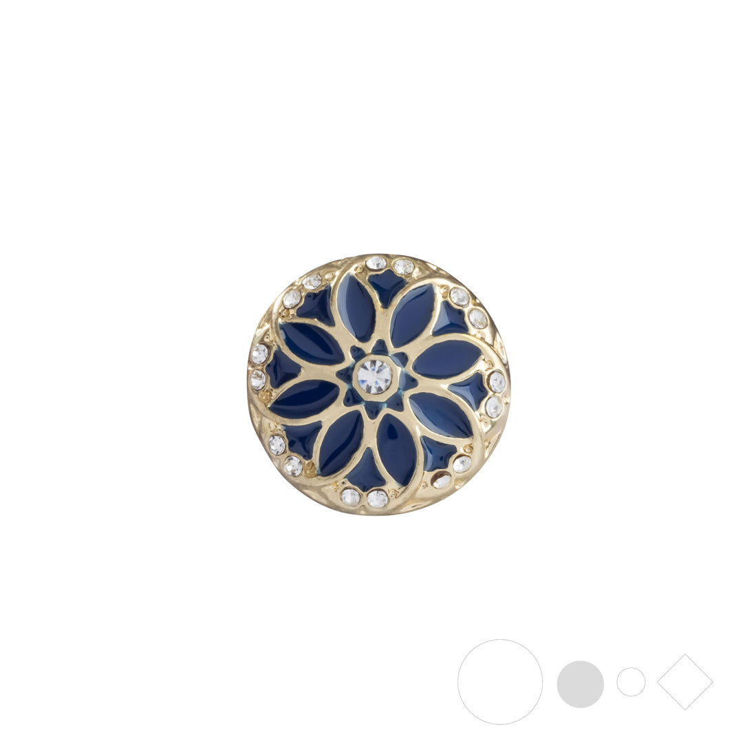 Gold & Navy Necklace Charm for Snap Jewelry