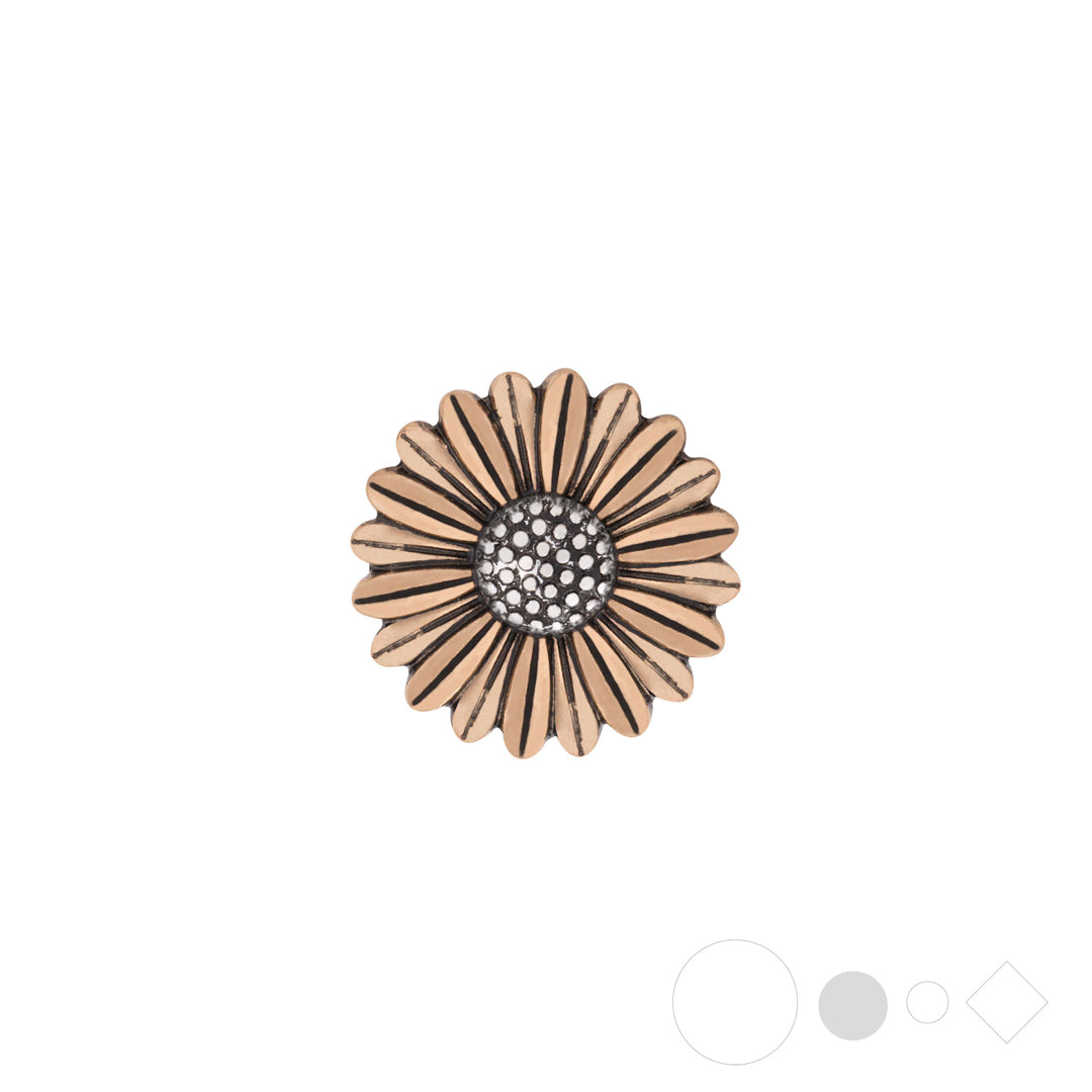 Antique gold sunflower necklace charm for snap jewelry