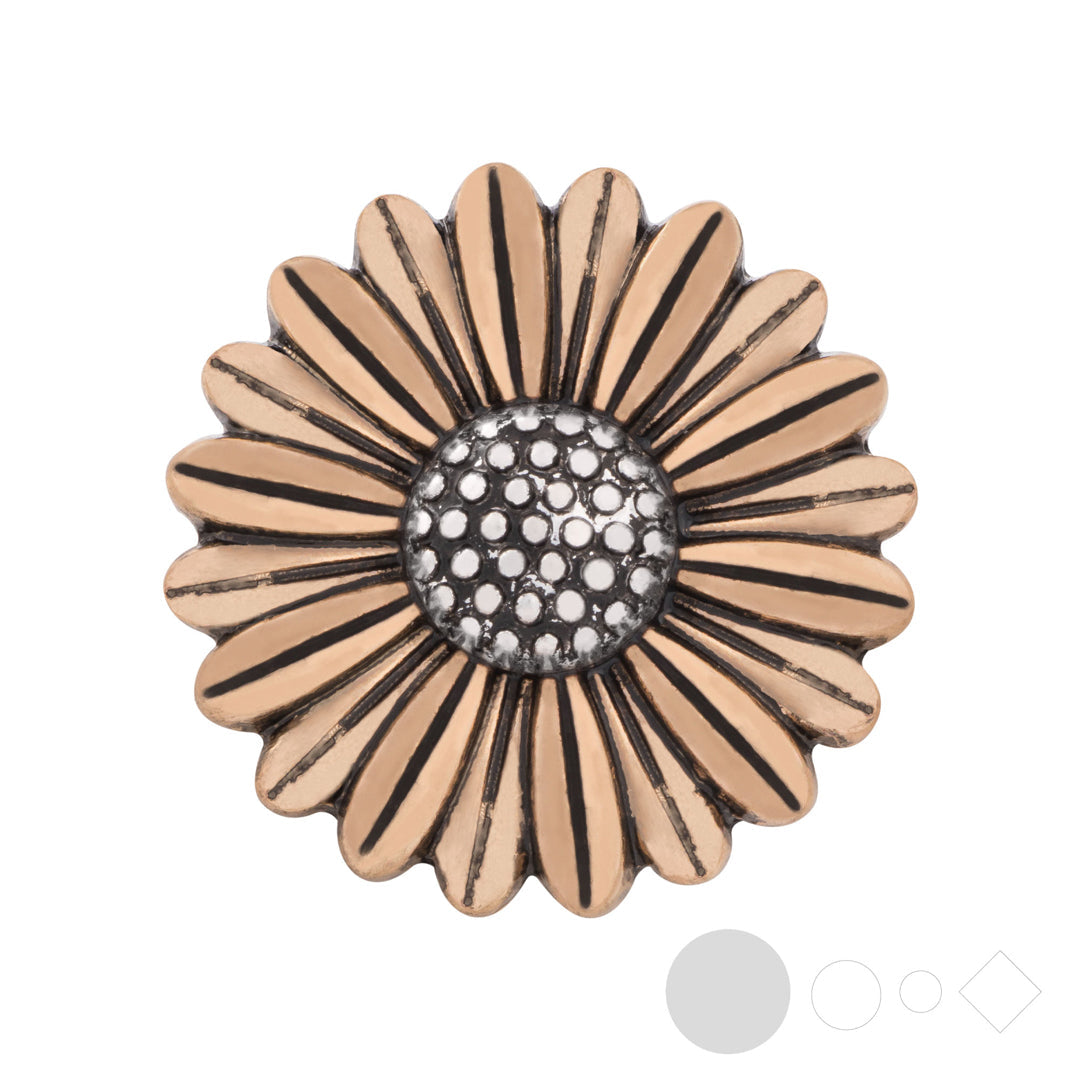 Gold sunflower snap jewelry for interchangeable necklaces