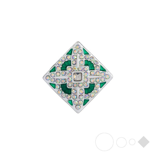 Green square cross snap jewelry for interchangeable bracelets