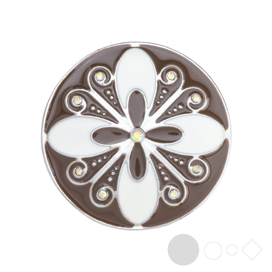 Neutral enamel flower snap jewelry for interchangeable necklaces