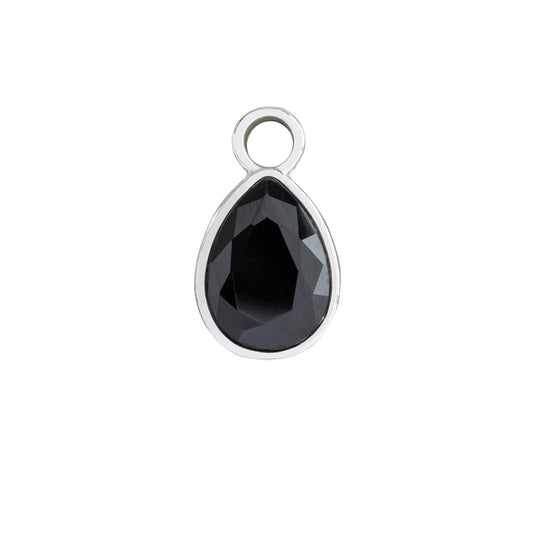 Onyx teardrop charm for necklaces, bracelets and hoop earrings
